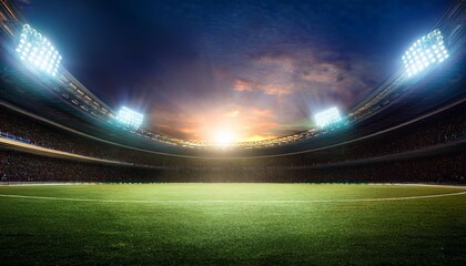 Wall Mural - large football stadium with lights