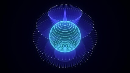 Wall Mural - technology blue sphere with connecting dots and lines. digital abstract network structure. 3d render