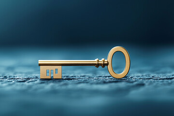 golden key symbolizing access and opportunity, resting on textured surface