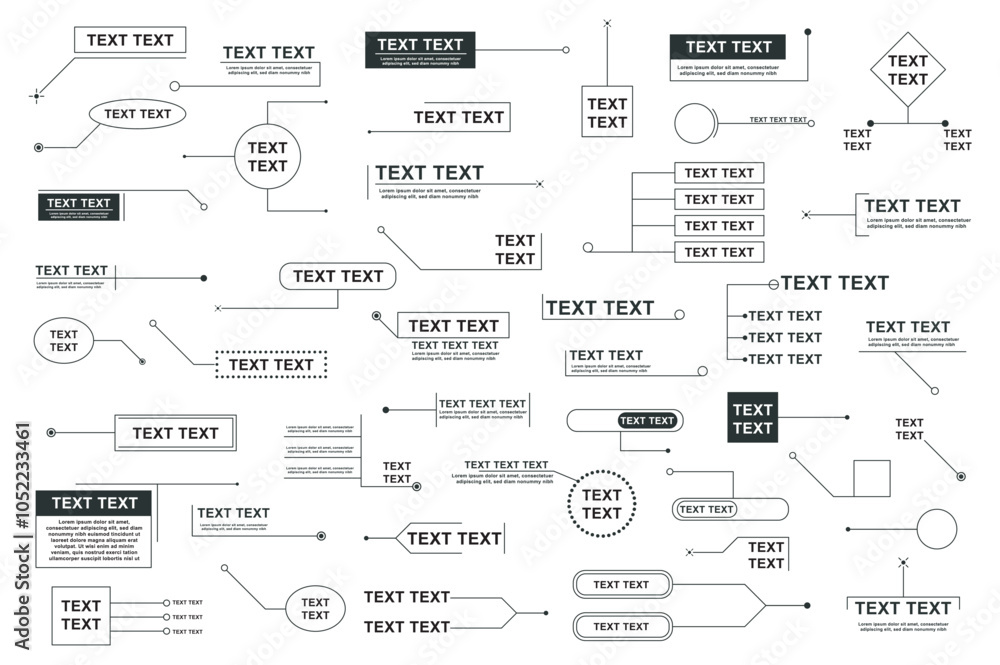 Hud callout titles mega set elements in flat graphic design. Collection ...