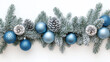 © Sevasty - Frosted holiday garland with blue and silver ornaments