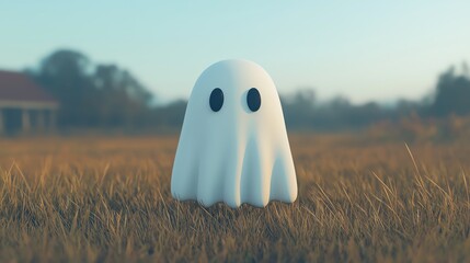 Bold Boo with shadow of a ghost, fog rolling in the background