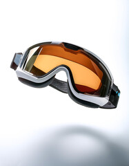 Plain ski goggles floating or flying isolated white background