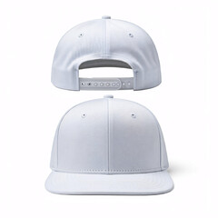 white blank baseball cap mockup - front and back view