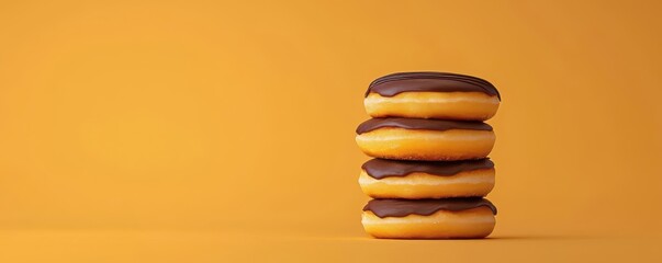 Artistic depiction of a stack of donuts with peanut butter frosting and chocolate drizzle, vibrant colors, Peanut butter donut stack, Decadent dessert pairing