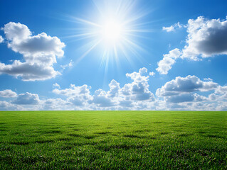 green field and blue sky