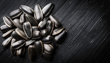 Wall Mural - Sunflower seeds on a black background