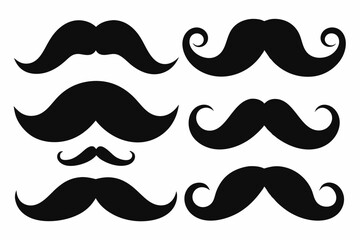 Wall Mural - Set of mustache icon vector, Moustache Silhouette	