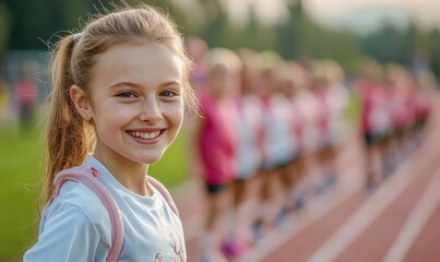 child sport athlete portrait woman competition running coach instructor teacher trainer education teamwork exercise kid fitness training athletic