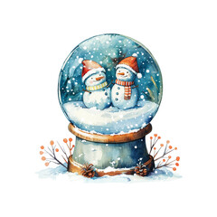 christmas snow globe vector illustration in watercolor style