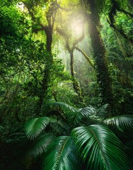 Canvas Print - Sunlight through jungle canopy