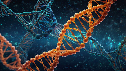 digital dna helix symbolizing modern biotechnology advancements, representing cutting-edge scientific innovation, highlighting progress in genetic research and technology