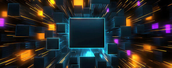 Wall Mural - Digital background perfect for tech processes, neural networks, artificial intelligence, data transfer and security, digital storage, multimedia presentations, scientific studies, education, etc.