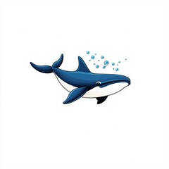 Poster - Joyful Baby Whale Swimming in Bubbles