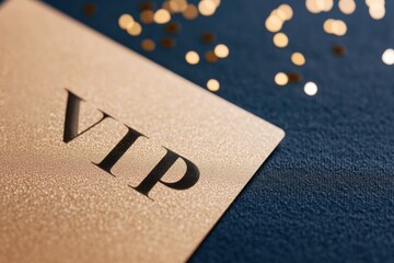 A luxurious golden VIP card showcases elegance and exclusivity on a dark velvet surface