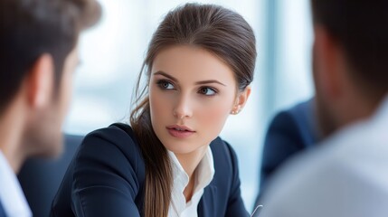 Young professionals having a discussion at a meeting in a modern office