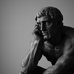 The Thinker. Iconic Bronze Figure Representing Age and Deep Conception