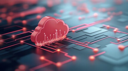 Network diagram with a cloud icon, representing the integration of cloud computing with network infrastructure.