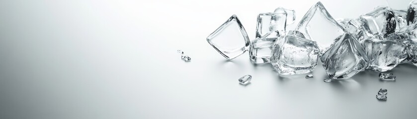 Wall Mural - intricate ice crystals on white background, a closeup view of frozen beauty sparkling