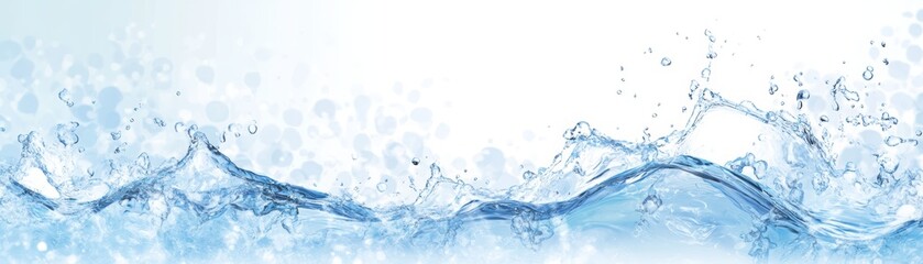 Wall Mural - refreshing blue water splash background with bubbles, an abstract aquatic texture