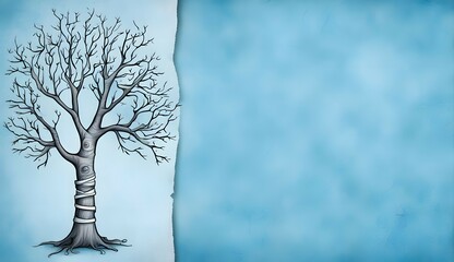 blue background with a tree