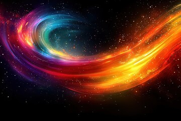 Abstract cosmic swirl with vibrant colors and dynamic motion in starry space