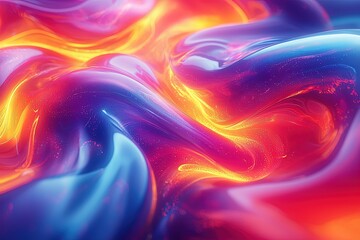 Vibrant neon swirls with luminous energy and dynamic fluidity in abstract digital art