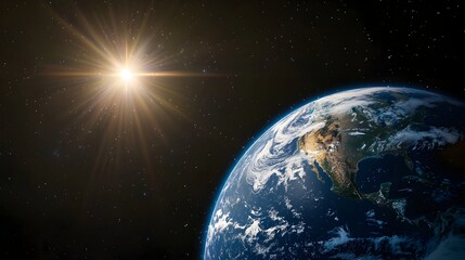 time lapse view of rotating planet earth from space with sunrise and sunset