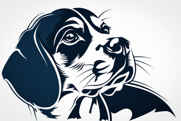 Wall Mural - Beagle dog black and white silhouette