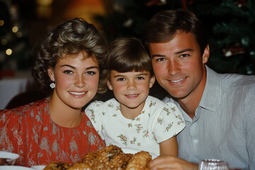 Canvas Print - Family Eating Fried Chicken