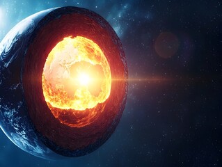 Wall Mural - cross section of earth revealing its layered composition and tectonic plate movements