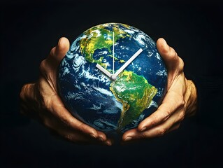 Earth as a Clock Symbolizing Time s Passage and the Need for Action on Global Issues