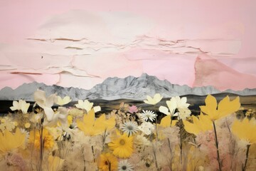 Wall Mural - Clean background flower landscape painting.