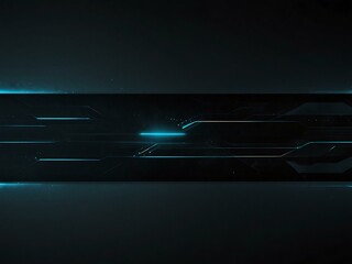 Abstract black futuristic banner with glowing lines