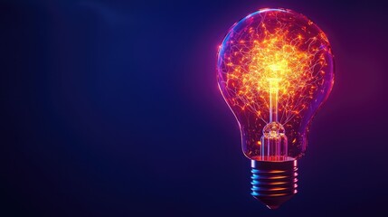 Wall Mural - illuminating light bulb with vibrant glow against dark background, creative concept.