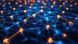© purart - Abstract blue and orange glowing network with interconnected nodes.
