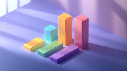 Aufkleber - Colorful Shapes and Shadows in Minimalist Setting