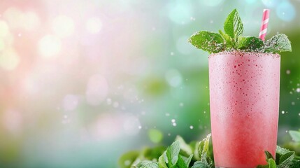 Canvas Print - Refreshing watermelon slush drinks served on a sunny day with fresh fruit nearby