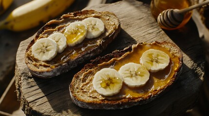 Delicious Peanut Butter Toast with Banana Slices