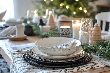 Wall Mural - Christmas table setting in Scandinavian style