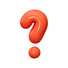 Wall Mural - Symbols Question mark. Sign red color. Realistic 3d design in cartoon balloon style. Isolated on white background. vector illustration