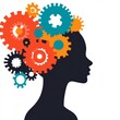 © PuiZera - Silhouette of a head with colorful gears representing creativity and thought.