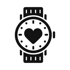 Black silhouette watch with love vector icon design