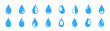 © SunnyScrap - Water drop blue icon shape. Raindrops icon set, oil or water droplet vector symbol, blood or tear sign.