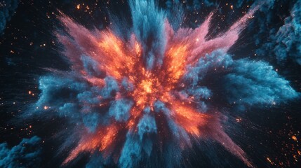 Poster - Vibrant Explosion of Color in Dark Space