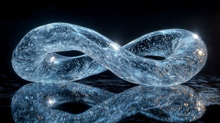 Wall Mural - crystal clear infinity loop with reflective surface and dark background