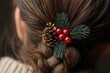 © michnik101 - Holiday hairpin with pinecone and berries, cozy winter accessory