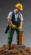 © claudunia - Miniature worker with a jackhammer.