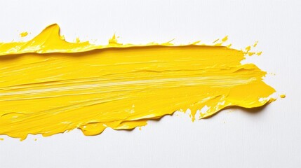 Wall Mural - Bright Yellow Paint Stroke on a White Surface