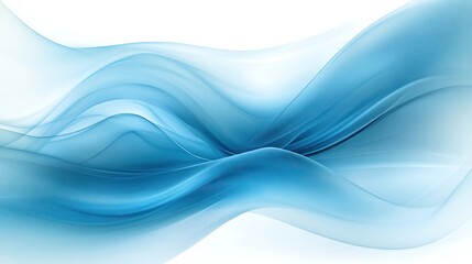 Wall Mural - abstract blue wave flowing on a white background.